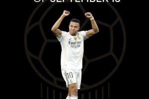 年轻人的第一个金球奖😂姆巴佩当选金球奖球迷票选9月最佳球员